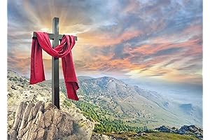 BELECO Large Religious Easter Cross Backdrop