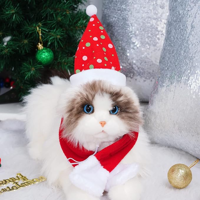 Jmkcoz 6 Pcs Disfraces Navideños para Perros y Gatos con Sombrero y Bufanda miniatura 6
