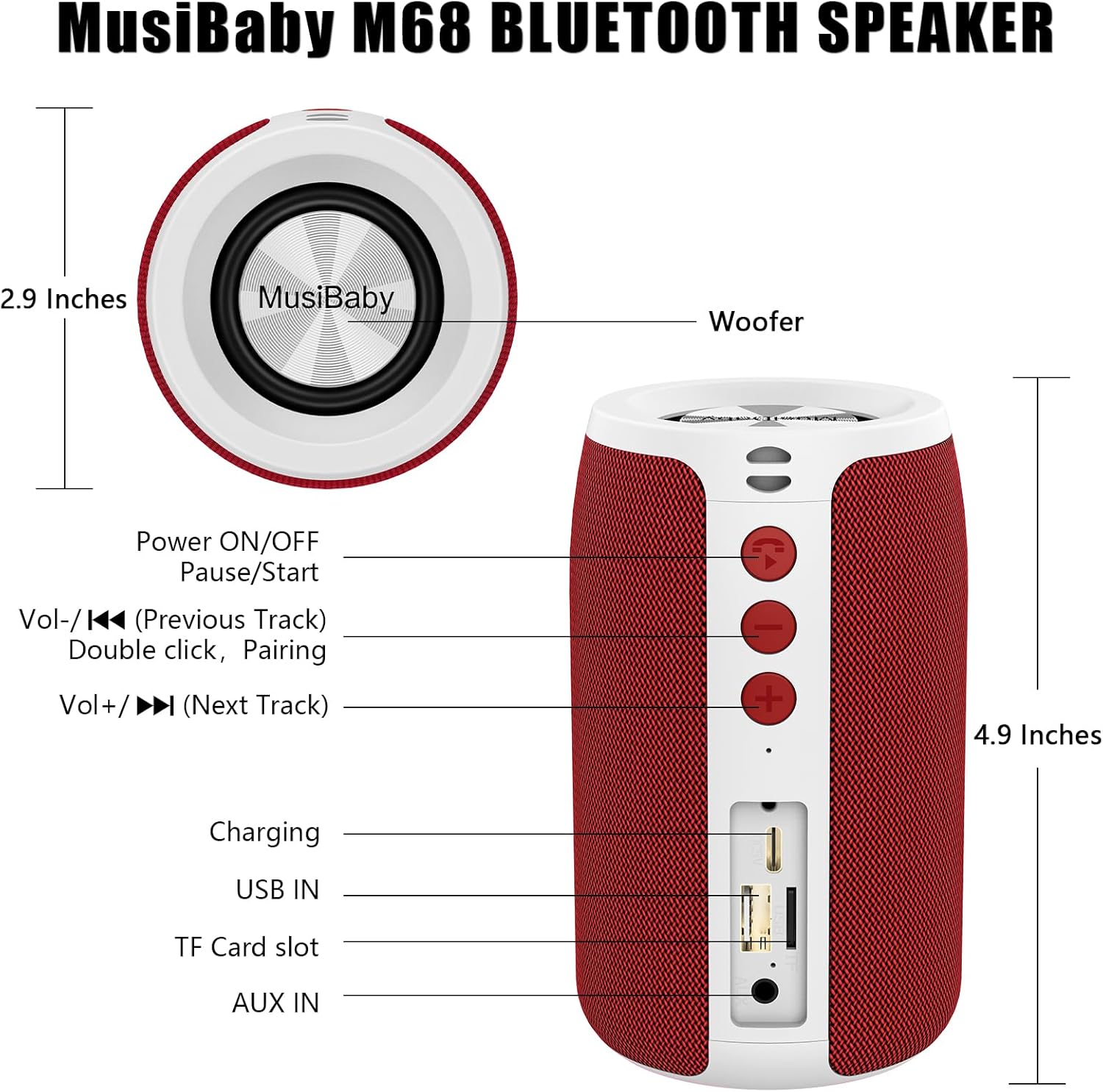 Bluetooth Speaker,Stocking Stuffers MusiBaby Portable Wireless Speakers, Outdoor, Waterproof Speaker with Stereo Sound,Booming Bass,Dual Pairing,Bluetooth 5.3,24H Play,Gifts for Men - Image 9