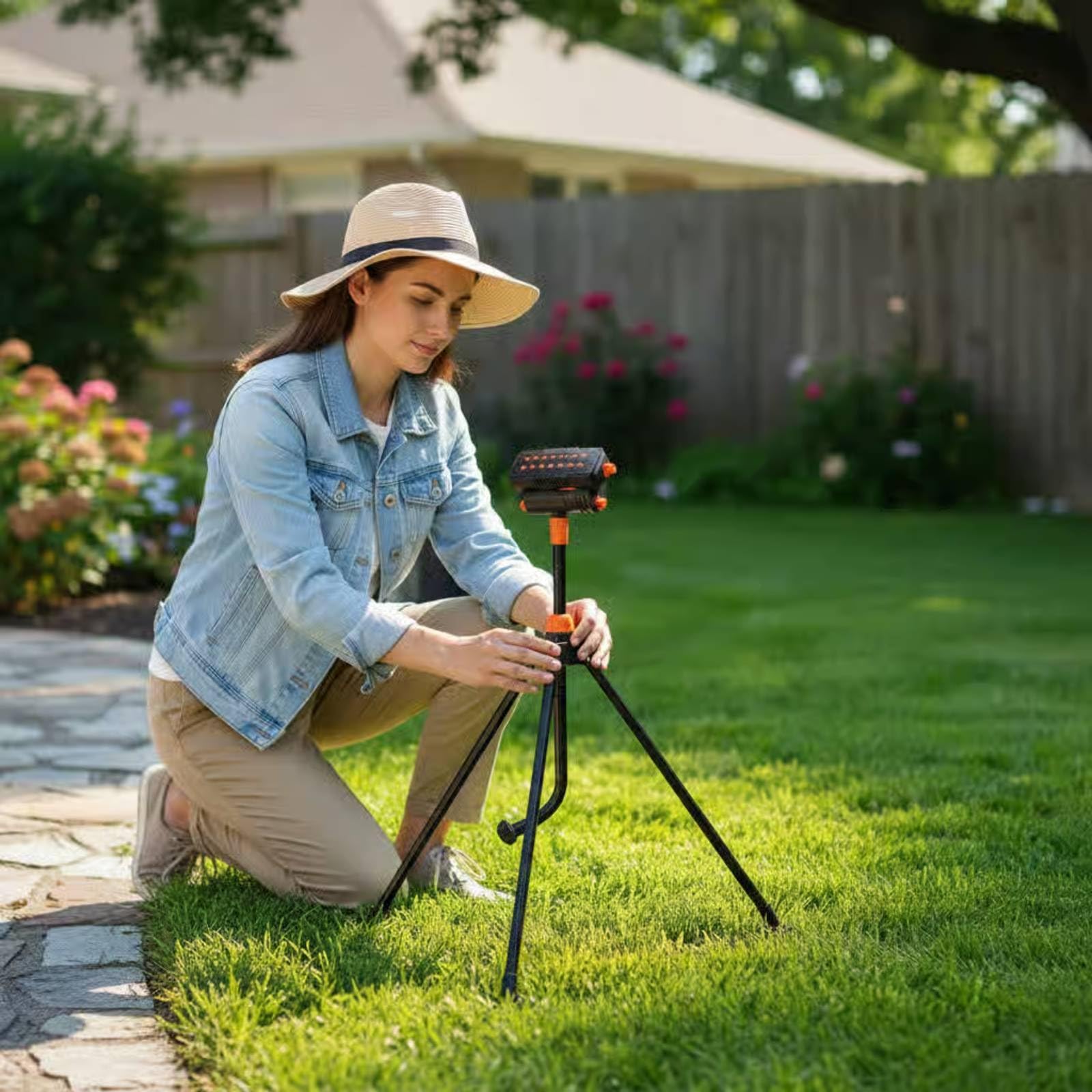 Dreibein-Sprinkler mehrere Sprühmodi höhenverstellbarer Gartensprenger große Reichweite Pendelsprenger