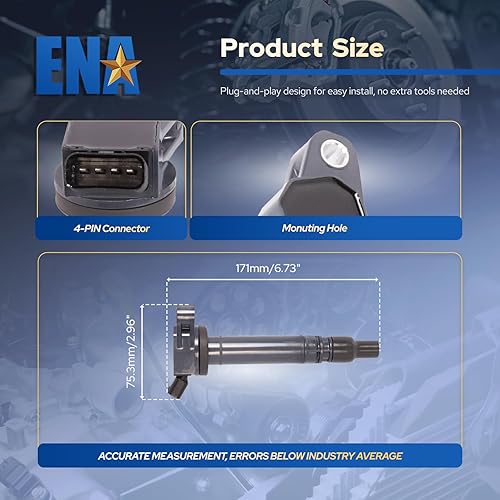 Miniatura 6 de ENA Juego de 8 bobinas de encendido compatibles con Toyota Lexus Tundra Sequoia Land Cruiser Tundra GX460 LS460 LS600H LX570 2007-2017 4.6L 5.7L V8