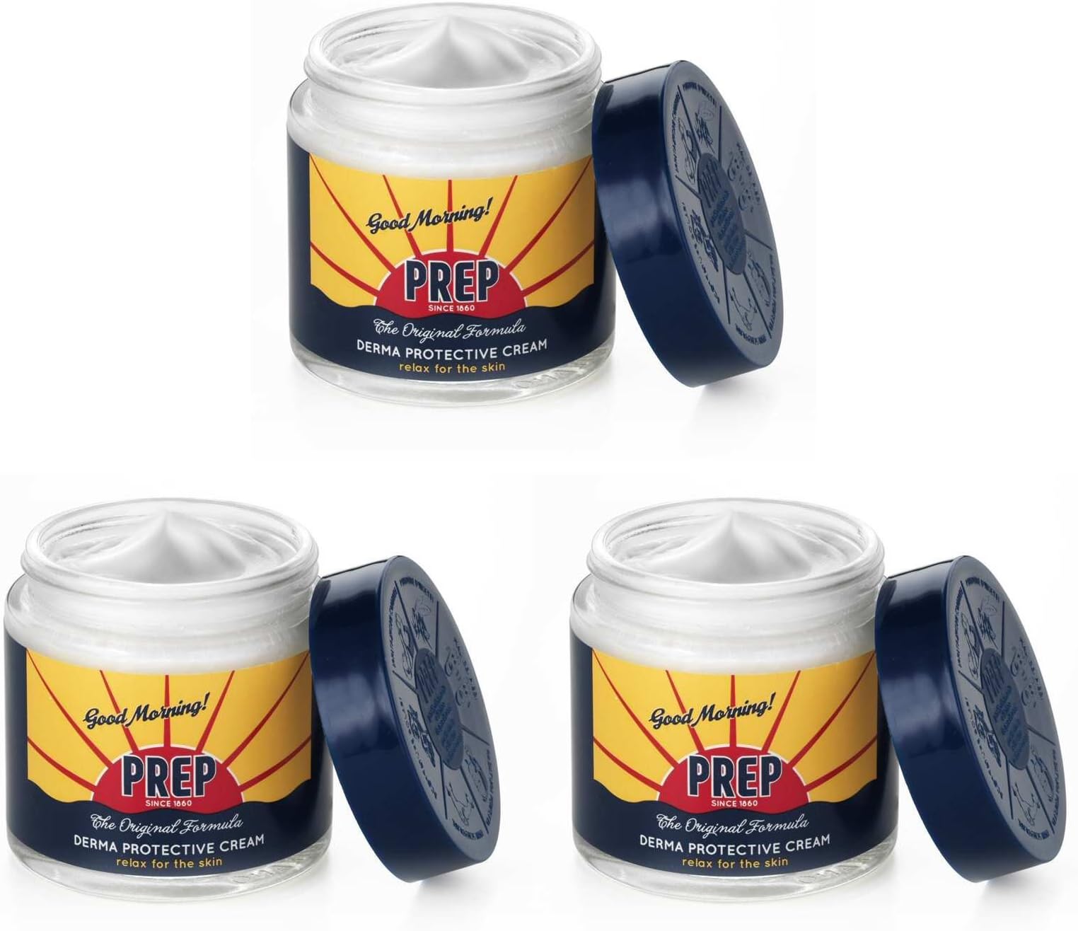 PREP: Derma Protective Cream, Paraben Free * 2.53 Fluid Ounce (75ml) Jar (Pack of 3) * [ Italian Import ]