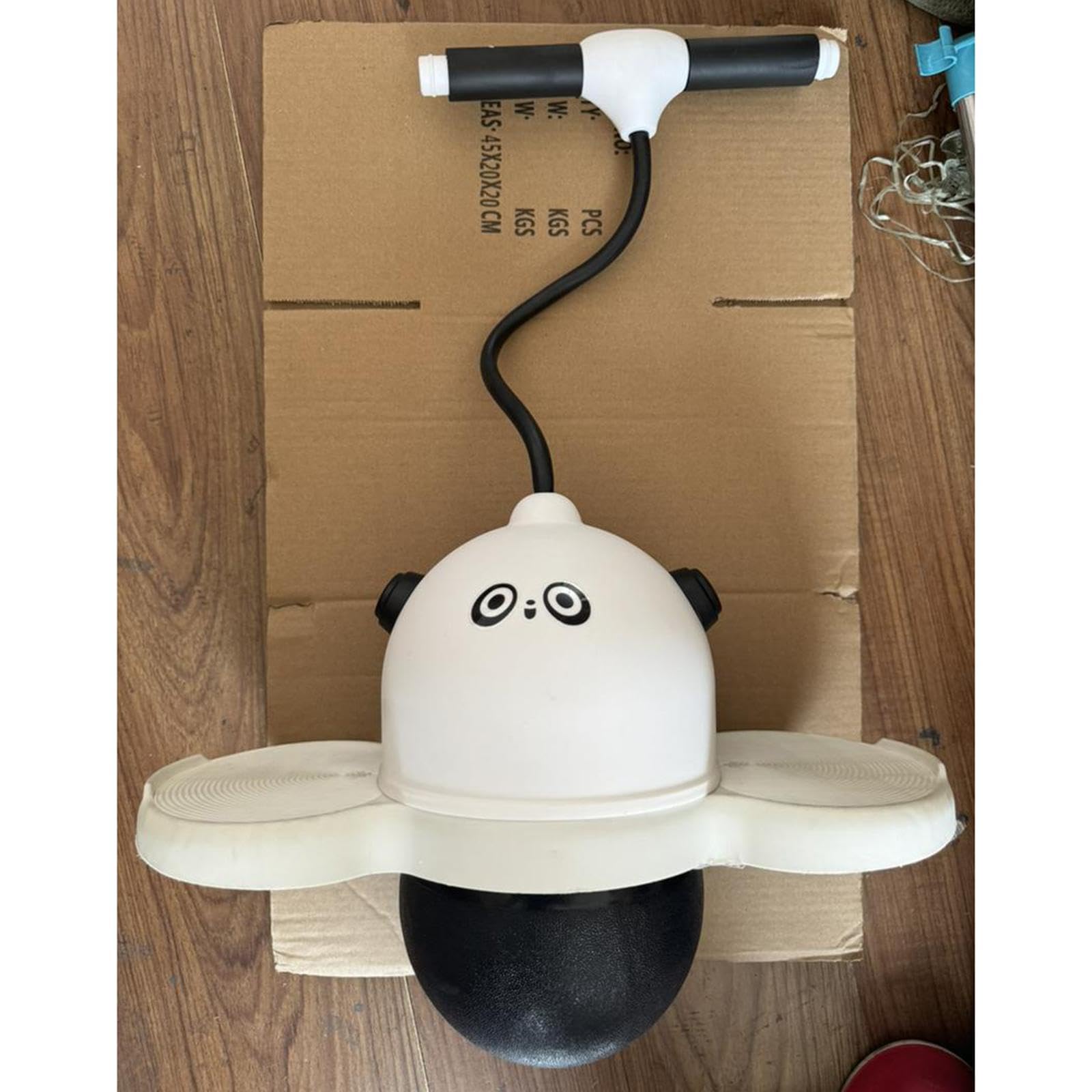 Palla Rimbalzante con Maniglia e Luce Integrata per Bambini, Pogo Ball Attrezzatura Esercizio Equilibrio Materiale PP PVC, Gioco per Bambini- Nero