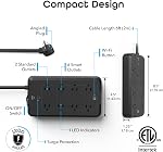 Geeni Éruption Ultra 8-Outlet Protecteur de surpression, 6 Des sorties intelligentes & 2 Toujours allumé 1200-Joule Multiple Outlet Power Strip, Télécommande Fonctionne avec Alexa & Assistant Google