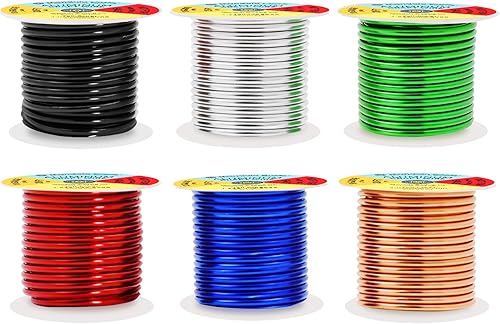 Vista 241 de Mandala Crafts - Alambre de aluminio anodizado de calibre 10 para manualidades de joyería - 32 pies de alambre flexible de cobre coloreado - Doble
