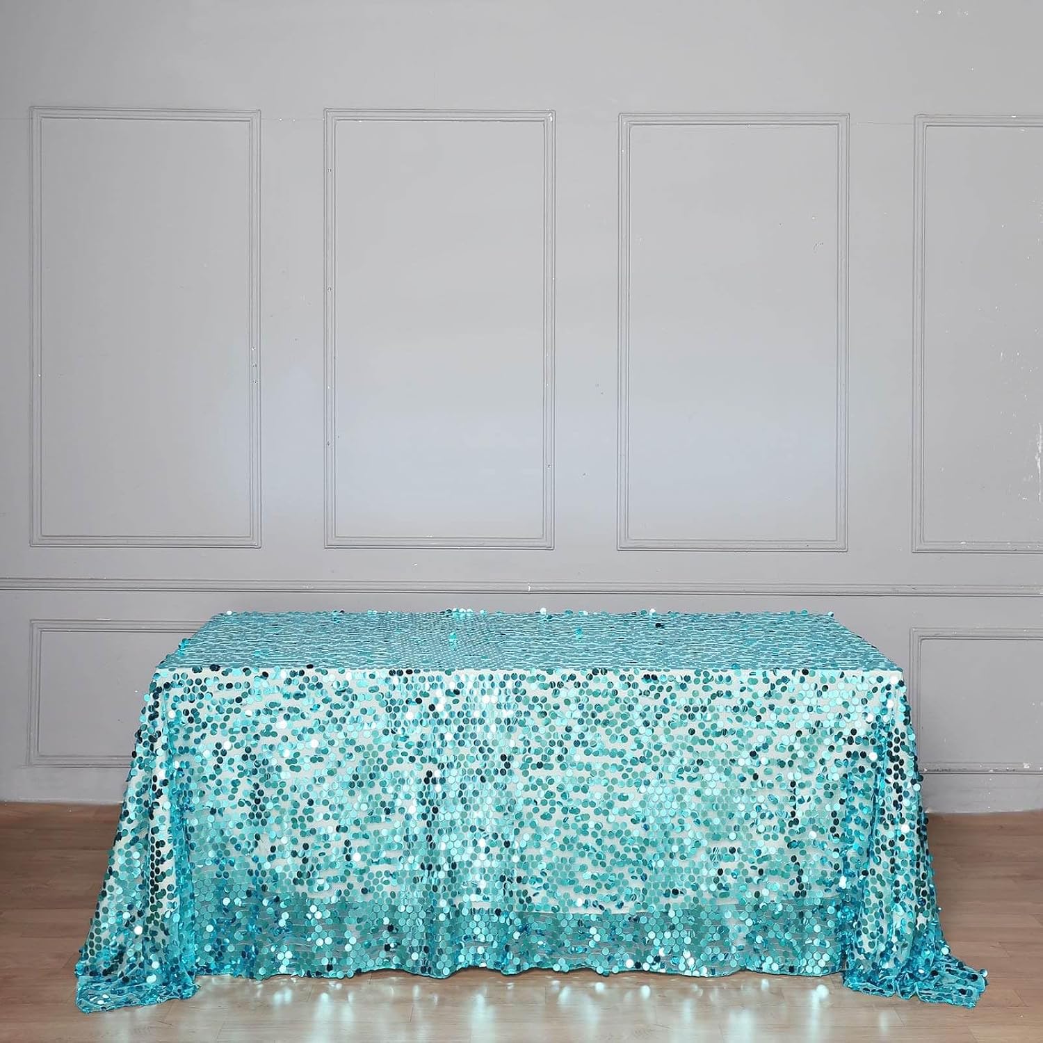 Efavormart Big Payette Burgundy Sequin Round Tablecloth Premium Collection (Turquoise, 90"x156")