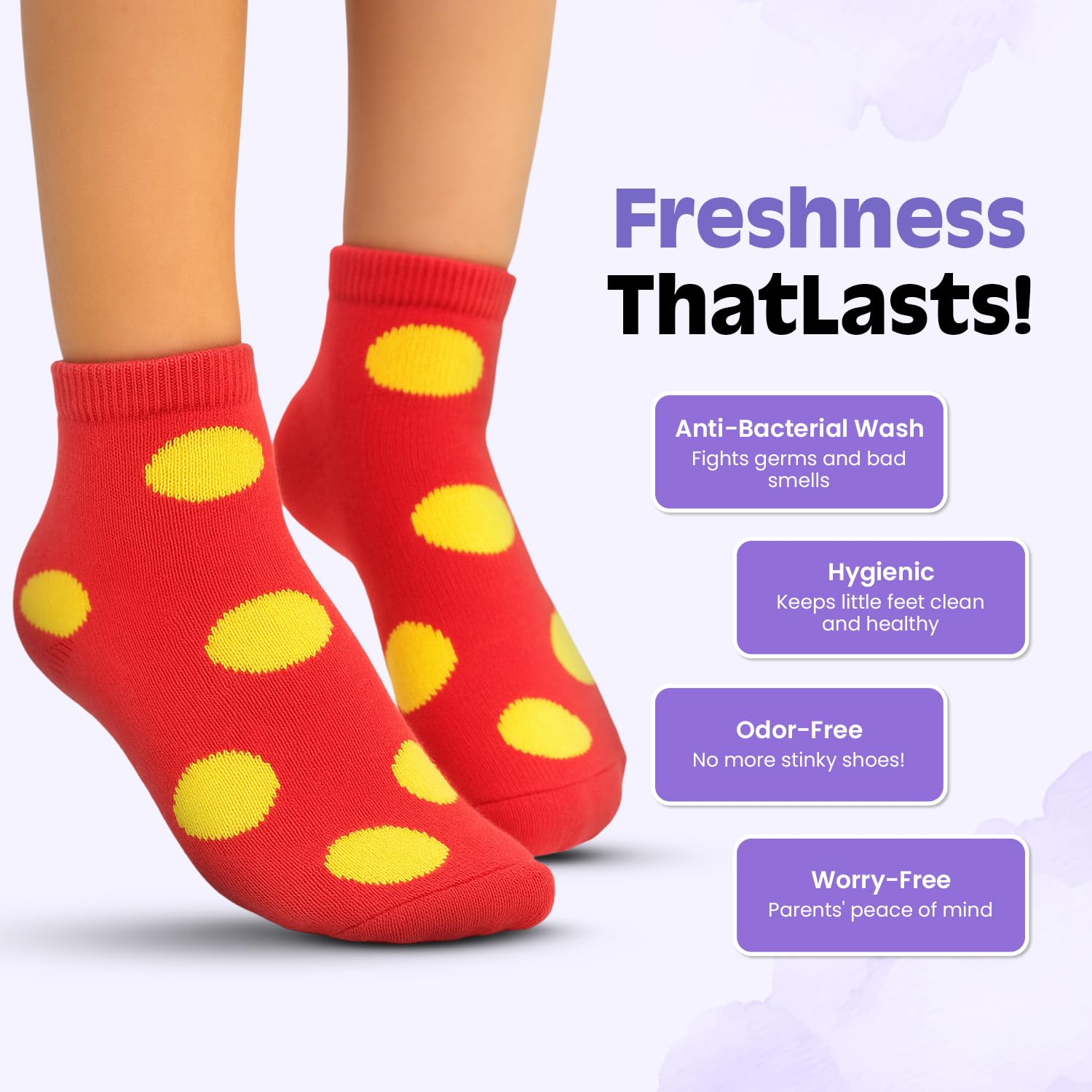 LEALDEALZ Kid's Socks for Boys and Girls - Made with Soft & Breathable Cotton with Antibacterial Wash, Pack Of 5, Circle Printed - For 6 Years To 8 Years Old, Suitable for all day long use 1