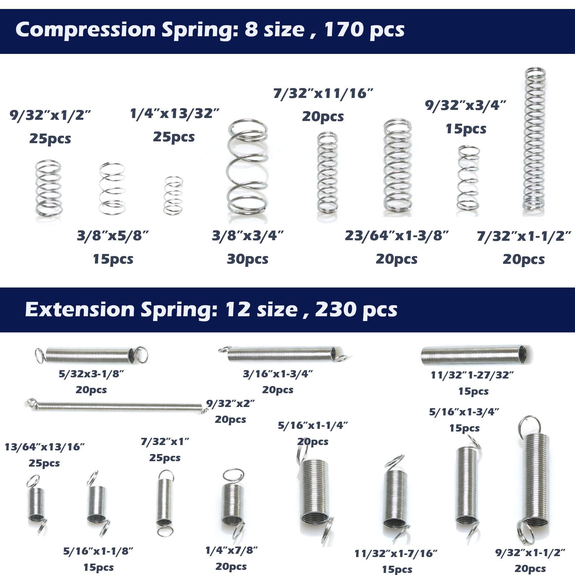 400pcs Spring Assortment Kit-20 Sizes Compression & Extension Spring Set — Amazon image 3