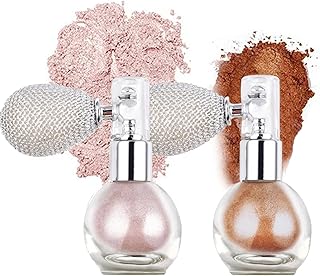بخاخ جليتر مقاوم للماء يدوم طويلًا لمكياج النساء والفتيات للبشرة والوجه والشعر والجسم والملابس والأظافر والحرف اليدوية من ام كيه ان زوم، قطعتان