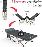 ATORPOK SHOP Lettino per Campeggio Pieghevole Robusto per Adulti, Lettino a Mobile Richiudibile, Carico fino a 200 kg, Grande Area di Riposo 190 x 68 cm, Pesca All'aperto Giardino Interno - 2