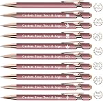 Stylos personnalisé en vrac, Stylo personnalisé avec nom/logo sur les deux côtés Cadeaux, encre noire gravé Ballpoint avec style, idéal pour les affaires, anniversaire, fête, mariage, école, matériel métallique