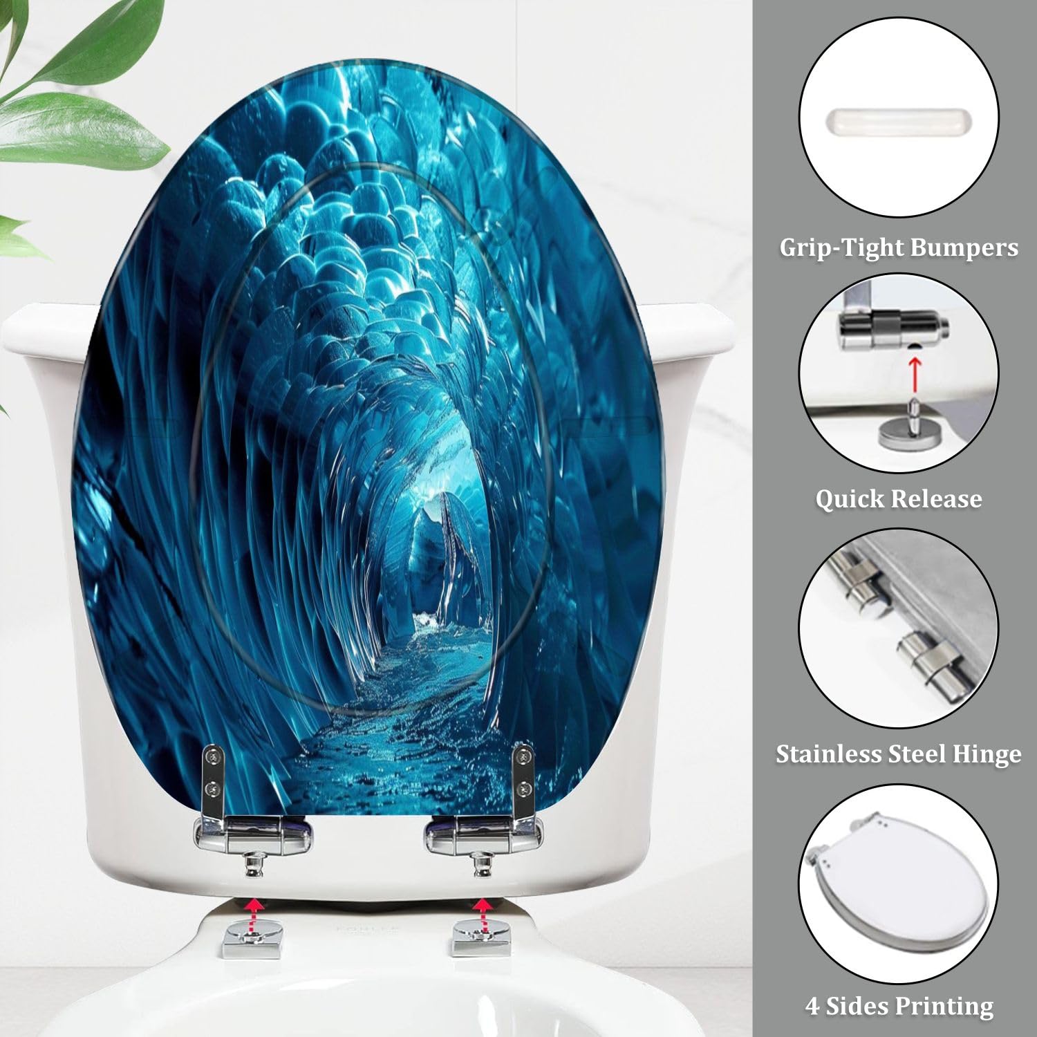 Asiento de inodoro alargado genérico de resina 3D para baño
