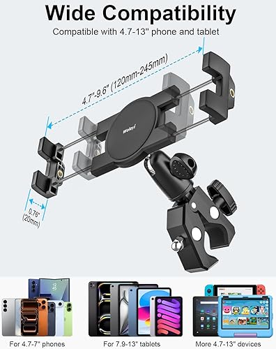 Miniatura 6 de Soporte de aluminio para tableta de bicicleta giratoria, abrazadera para manillar, soporte para tableta para bicicleta de ejercicio, cinta de correr