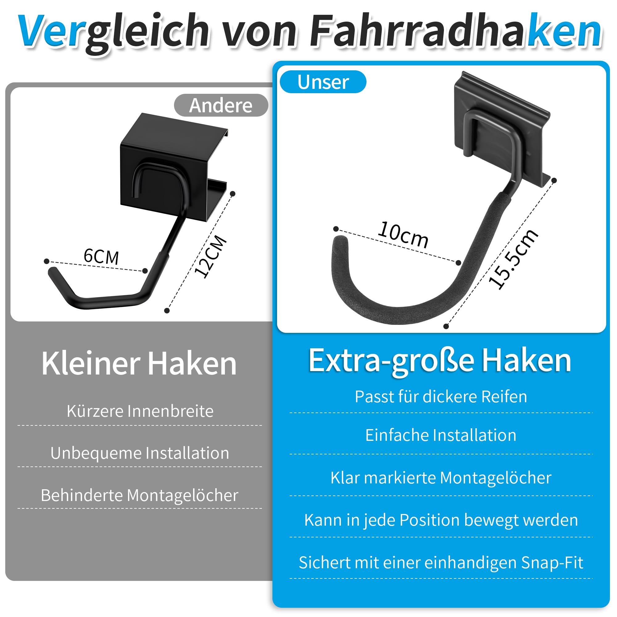 Fahrrad Wandhalterung, für 6 Fahrräder und 3 Helme Fahrrad Haken,Schwarz | Wand Fahrradhalter für Garage und Zuhause,Fahrradständer Wandmontage mit Werkzeugaufbewahrungshaken,Geeignet für Kleine Räume