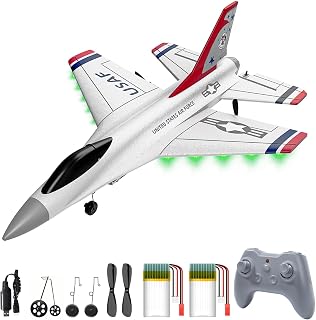 DEERC F16 Thunderbirds RC Plane,3CH Remote Control Airplane Fighter Toys,2.4GHz 6-axis Gyro Stabilizer RTF Glider Aircraft Plane with 2 Batteries,Easy to Fly for Beginners Kids Adults