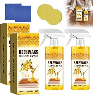 RAINPOT 2026 Beeswax Wood Polish Spray, Natural Beeswax Furniture Polish and Cleaner, Wood Care Spray for Cabinets, Tables, Floors, Wood Conditioning Polish Kit with Sponge & Cloth (1)