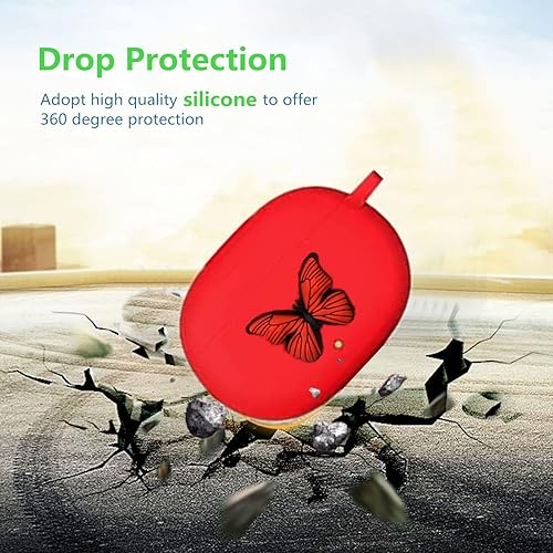 Miniatura 4 de Funda para Beats Studio Buds con llavero para mujeres y niñas, linda mariposa de silicona suave con auriculares de carga inalámbrica, funda de