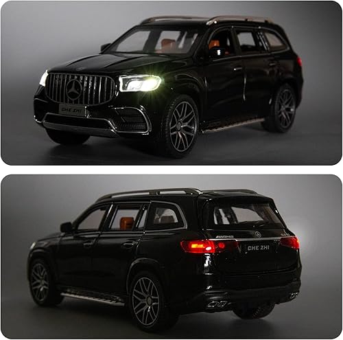 Miniatura 6 de Modelo de automóvil fundido a presión GLS63 AMG 1/24 aleación coleccionable de juguete con luz y sonido, vehículo de juguete para adultos y niños