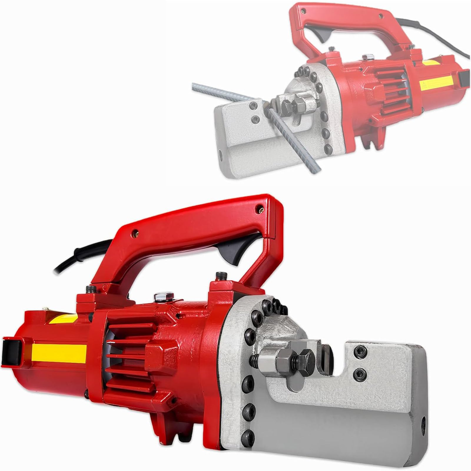 XNZJHPP Portable Electric Hydraulic Rebar Cutters 1700W - Adjustable Blade for Efficient Steel Bar Cutting, Ideals for Construction & Metal Work, Heavy-Duty Performance (Red 1250W)