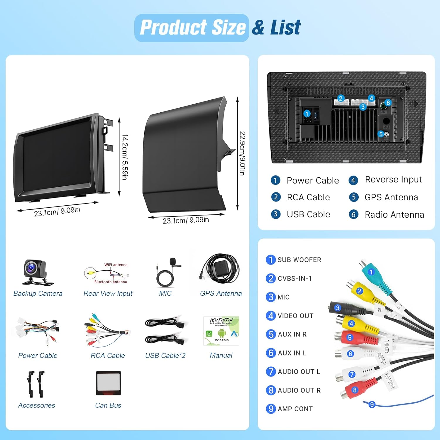 Car Stereo Radio for Toyota Prius 2004-2009 - Support J-B-L, 9 Inch IPS Touch Screen for Toyota Prius with Wireless Carplay Android Auto In-dash GPS WiFi Bluetooth FM SWC MIC + CANBUS +Camera