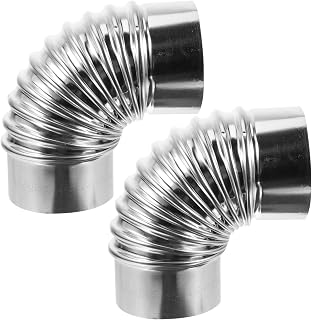 USHOBE 2Pcs chimney pipe vent hose exhaust pipe flexible pipe flexible hose flex hose metal heating stove pipe chimney flue extension elbow Stainless steel exhaust fireplace