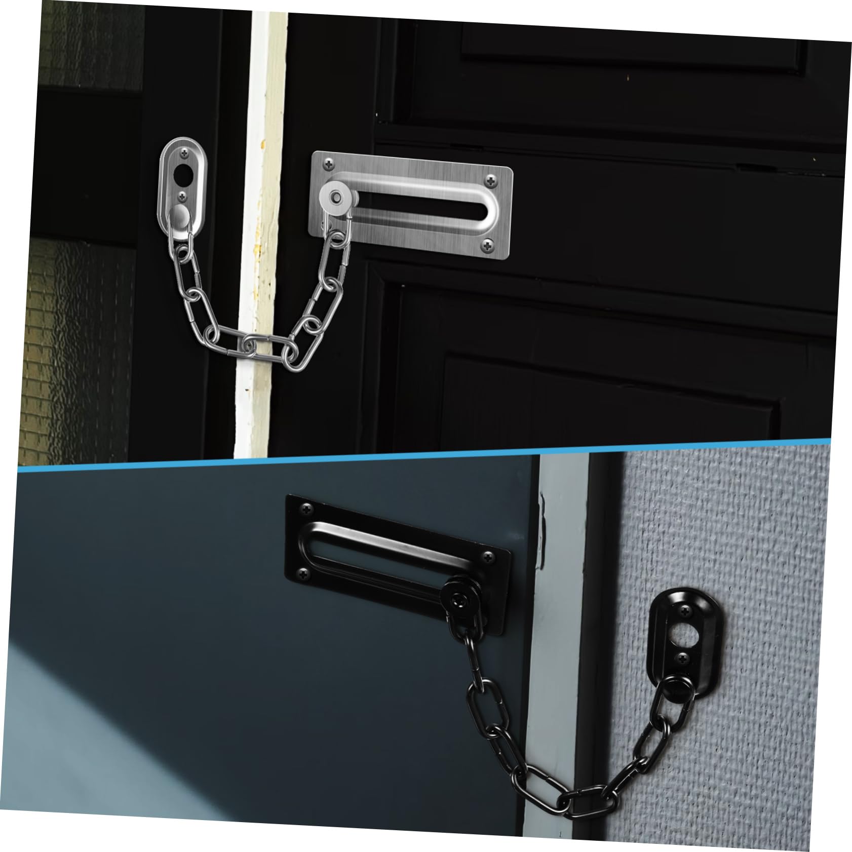 NUOBESTY 4pezzi Catena Per Porta in Acciaio Inox Lucchetto Catena Per Porte Interne Ed Esterne Sicurezza Per Casa Ufficio e Appartamenti Fissaggi Inclusi