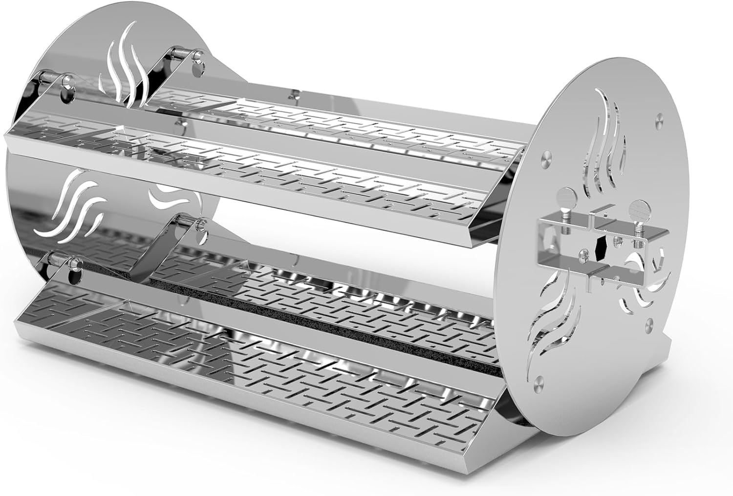 onlyfire 18 inch Round Tumble Rotisserie Basket, Stainless Steel BBQ Rotisserie Rotating Tray for Grills, Fits for 1/2" & 3/8" Hexagon, 3/8" & 5/16" Square Spit Rods