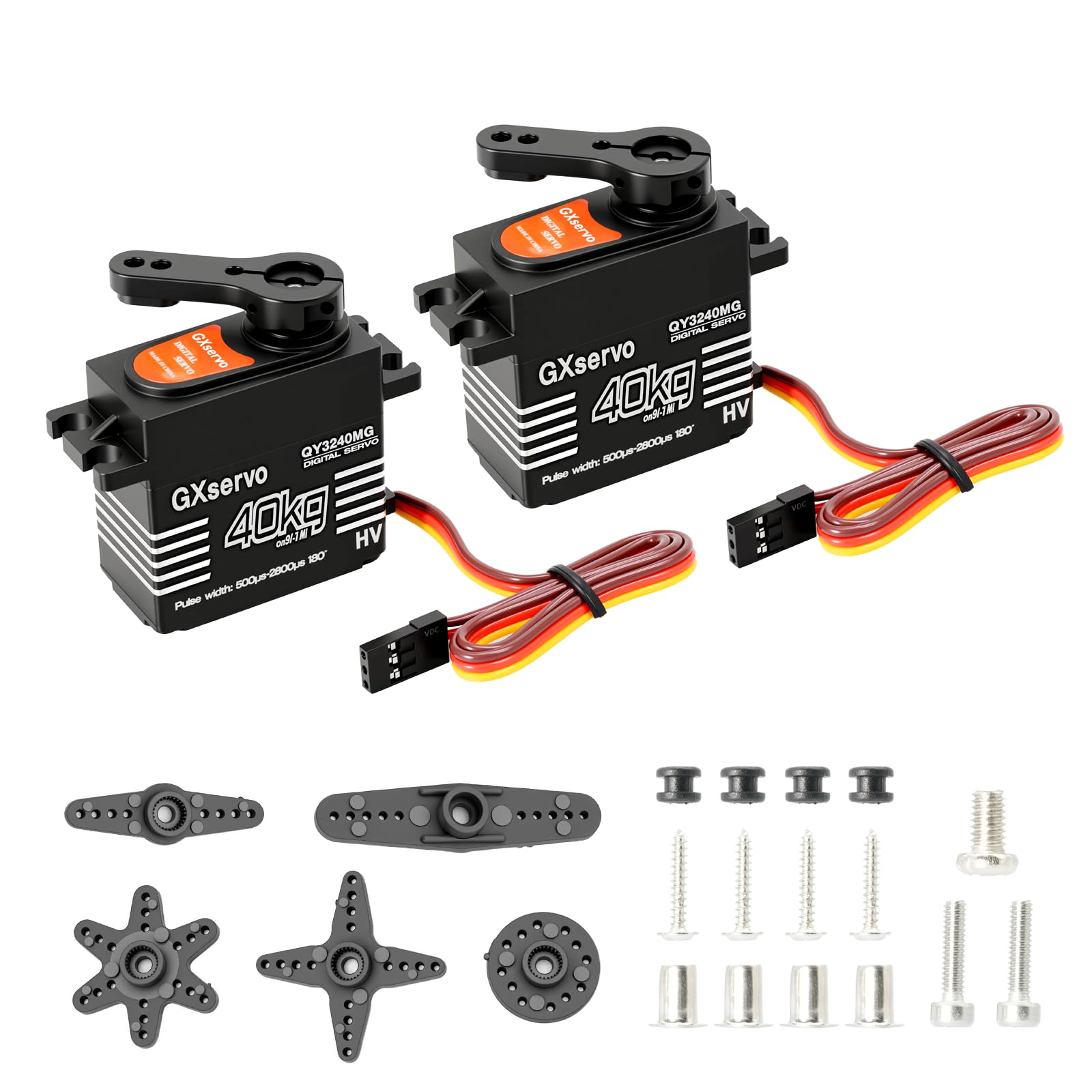 2PCS 40KG RC Servo Digitale Metal Servomotore Digitale RC Servo con Ingranaggi in Metallo per Auto RC 1/10 1/8 Elicottero compatibile con Arduino