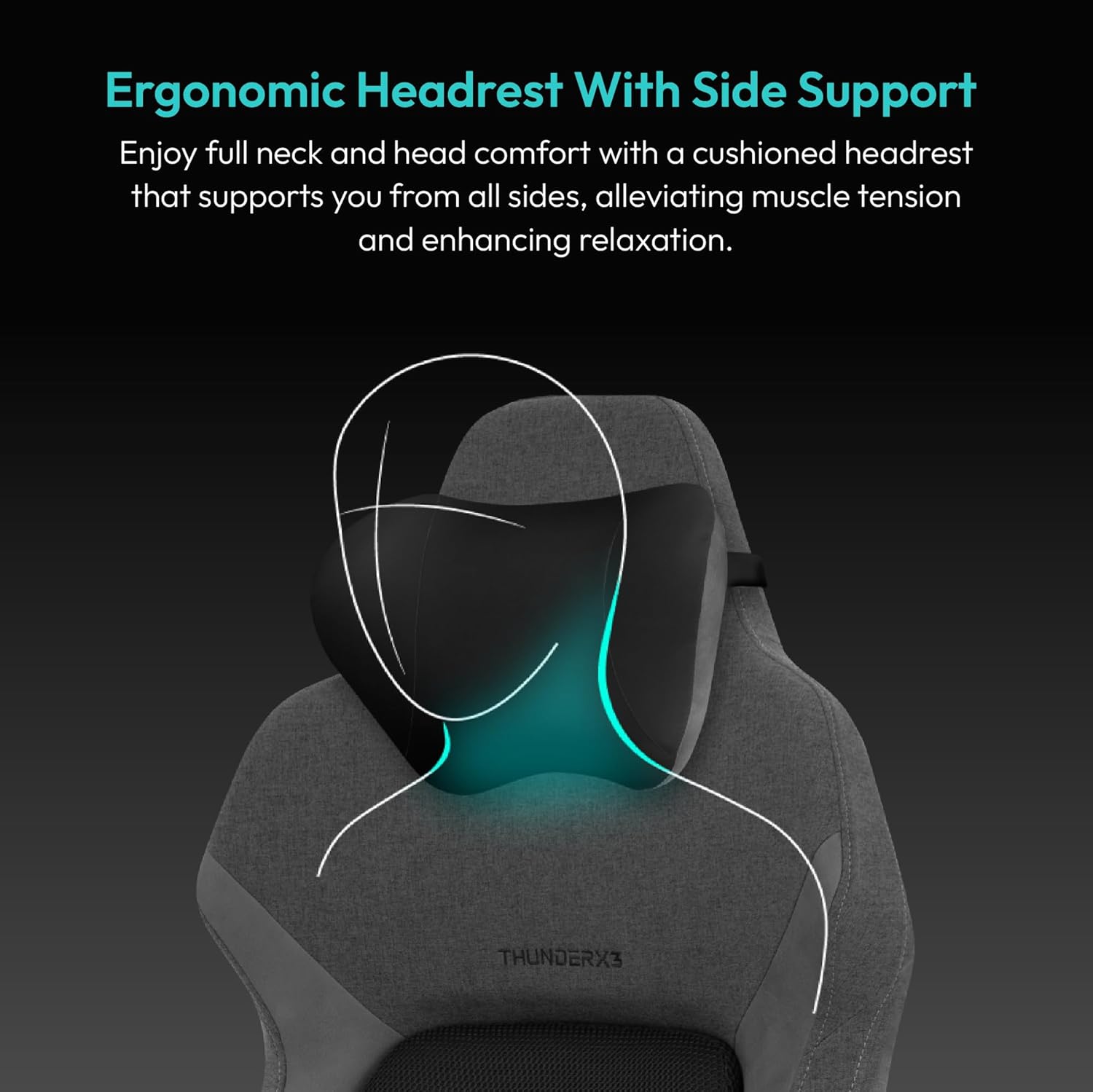 ThunderX3 CORE Smart MESH Gaming Chair Black & Dark Grey – Ergonomic Office Chair, Automatic Lumbar Support, Synchronised Mechanism, 3D Armrests, Fabric Cover, for Users up to 125kg, 155-190cm