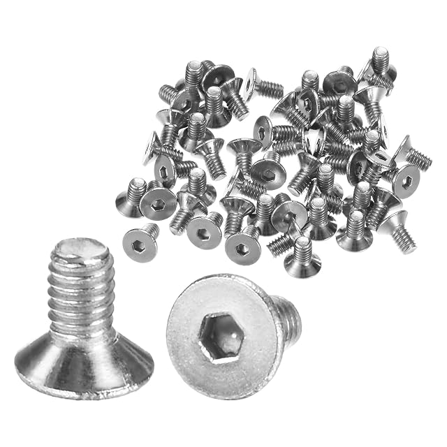 M METERXITY 50 sztuk Śruby maszynowe z łbem płaskim M2.5 X 5mm Śruby z łbem cylindrycznym z gniazdem sześciokątnym 304 Śruby z łbem stożkowym dla elektroniki/maszyny/gospodarstwa domowego