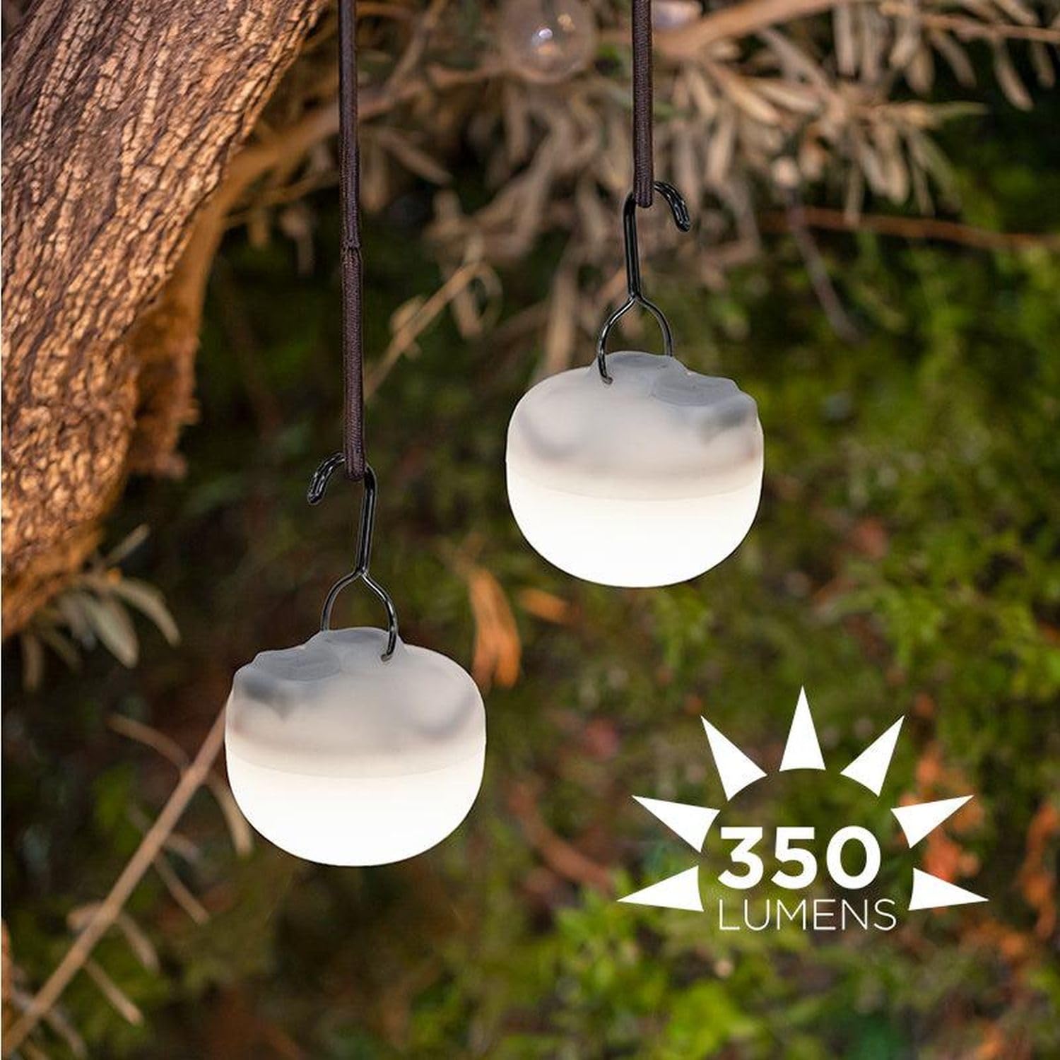 Akku Leuchtmittel LED 3er Set tragbar mit Haken Magnet Ø 6,5 cm 2700 K dimmbar Fernbedienung USB IP54 Campingleuchte Licht Lampe außen innen