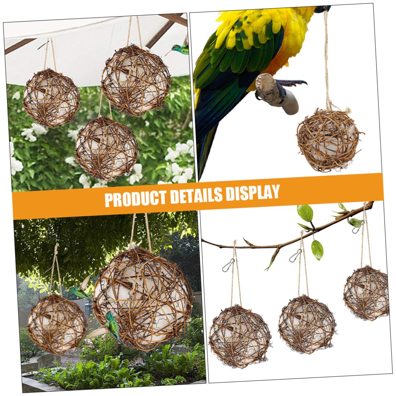 3piezas Constructor De Nidos De Material para Nidos De Pájaros y Soporte para Material De para Jardín y Terrace Suministros para Colibríes