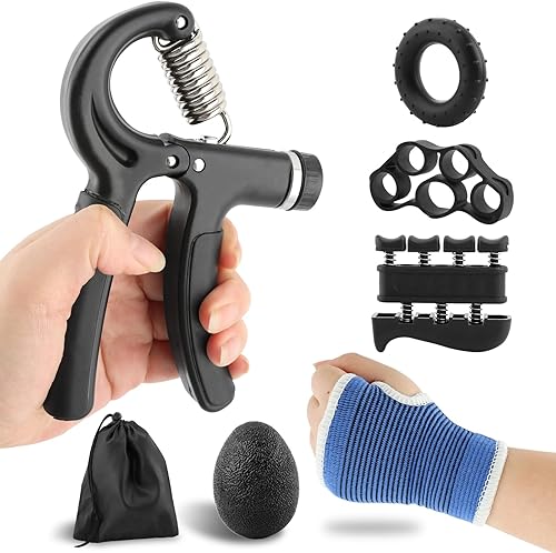 Miniatura 2 de Kit de entrenamiento de fuerza de agarre, 5 fortalecedores de agarre de mano ajustables con bolsa de almacenamiento y guante, fortalecedor de
