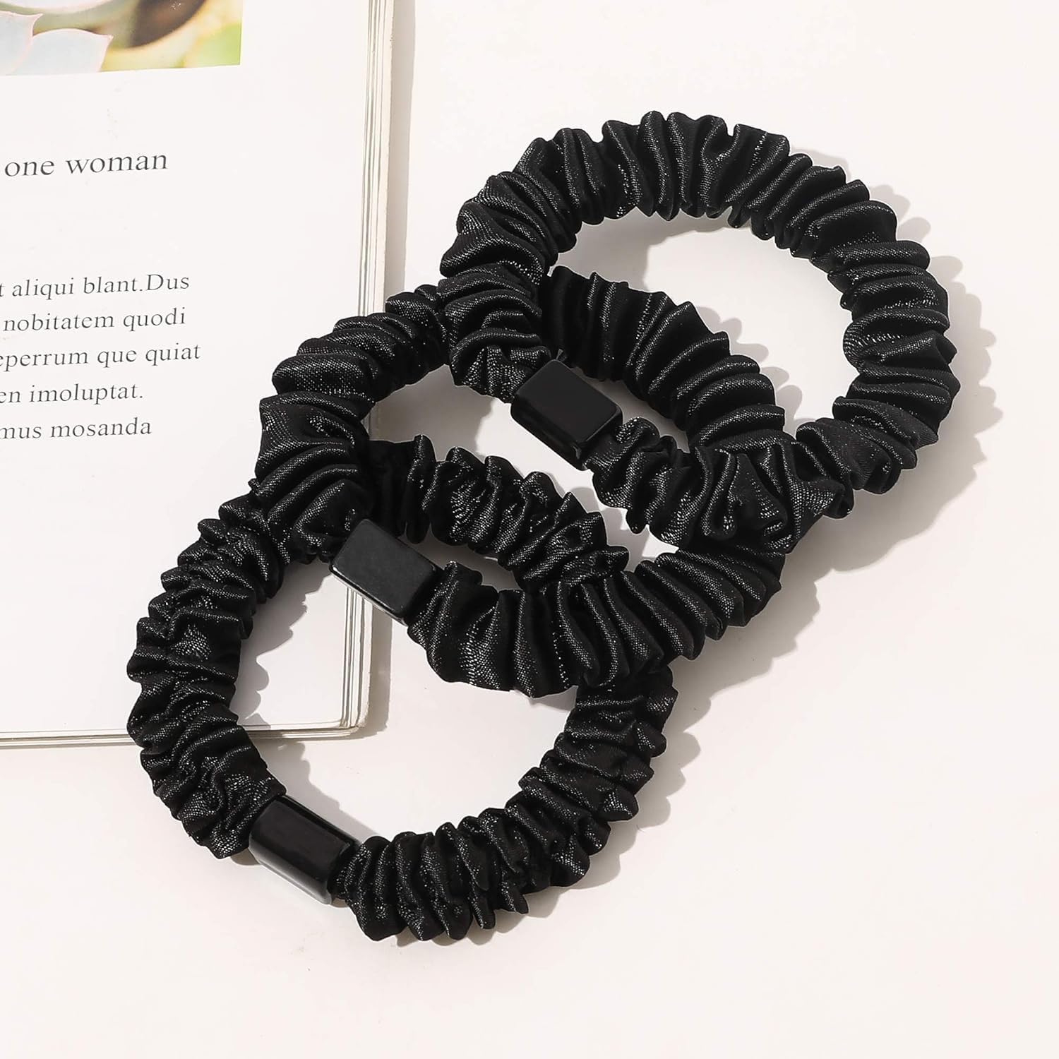 12 Pcs Silk Hair Scrunchies for Women Girls Skinny Scrunchies Set Scrunchies for Women Premium Velvet Scrunchy for Hair Solid Color Elastic Thick Bands - Image 3