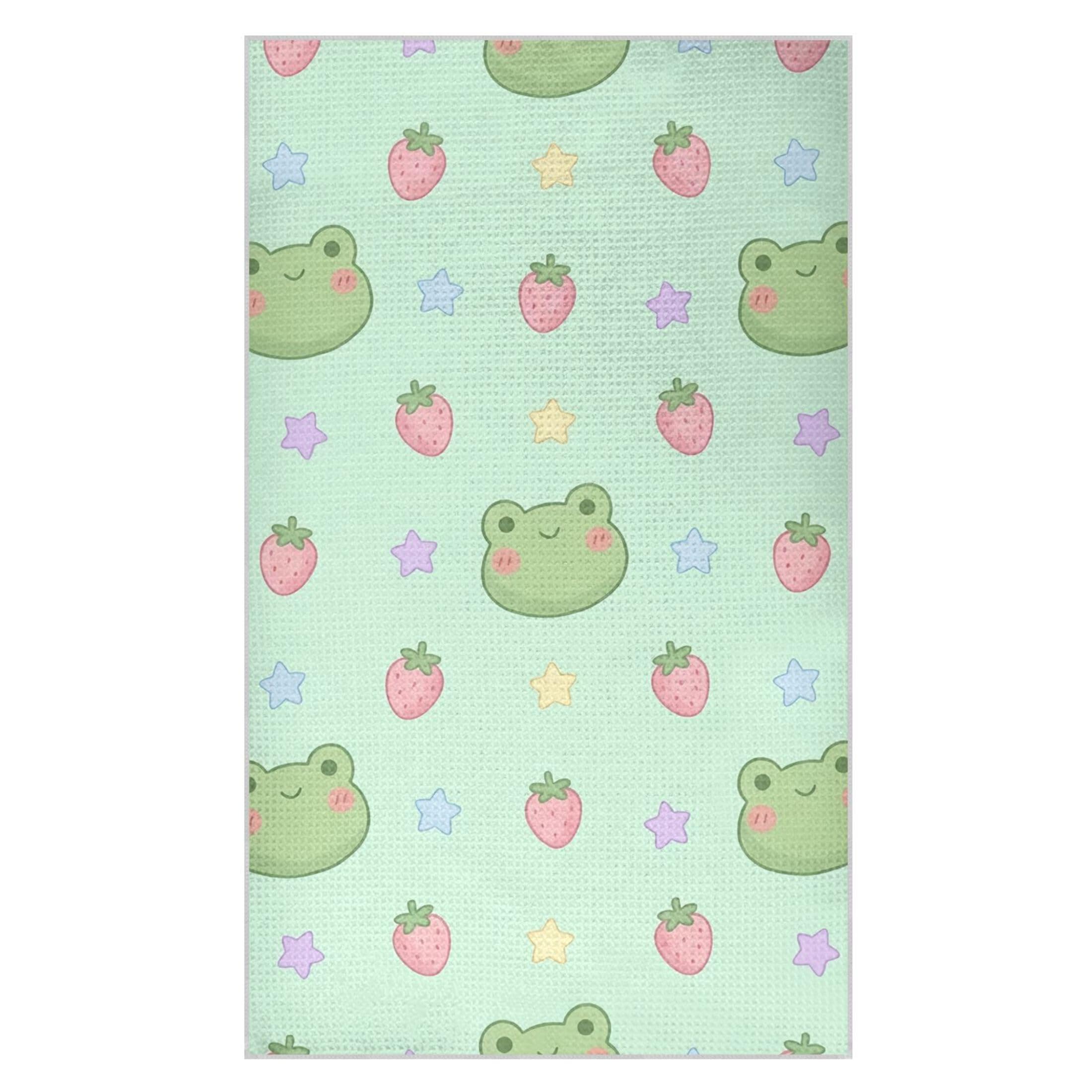 Kutsu Frogs Waffle Weave Kitchen Towels Absorbent Quick Drying Dish Towels for Kitchen, Decorative Tea Towel, 18x30 in