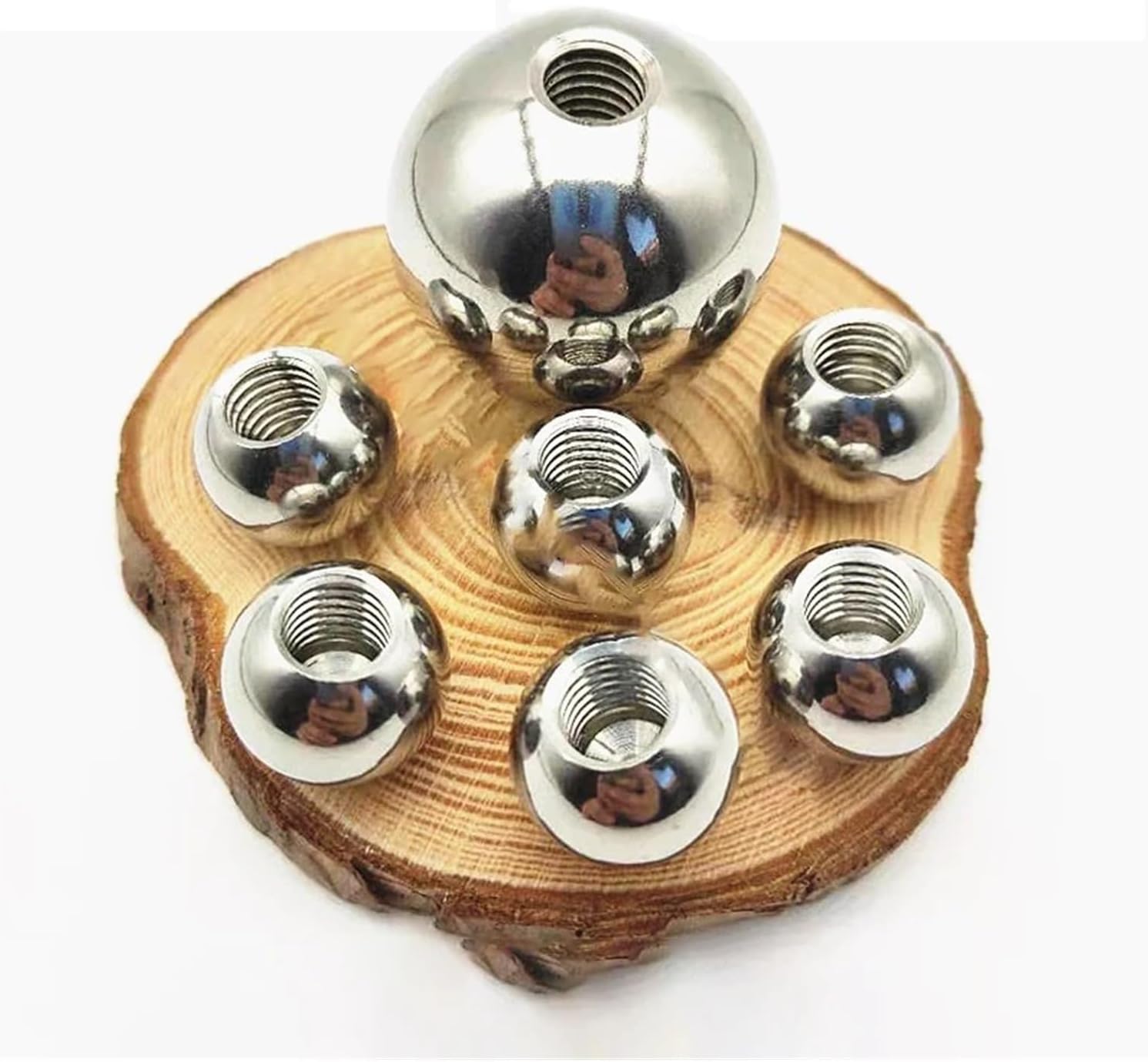 M14 M16 M18 M20 Thread 304 Stainless Steel Balls OD 30/35/40/45/50/60mm Solid Half-Hole Balls Drilling Blind Hole Thread Ball(M20,60mm)