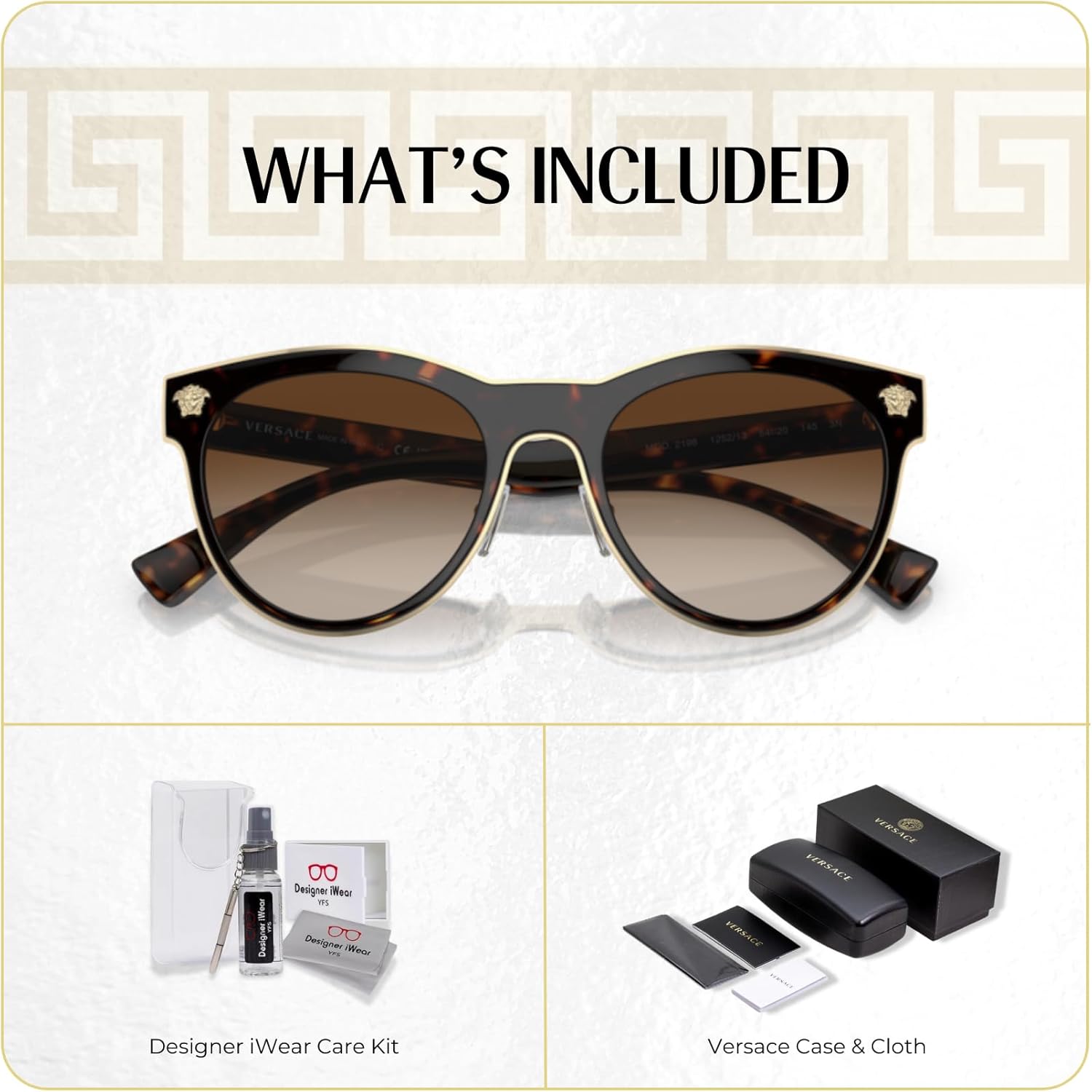 Versace VE2198 MEDUSA CHARM Round Sunglasses For Women +BUNDLE with ACCESSORY EYEWEAR KIT - Image 2
