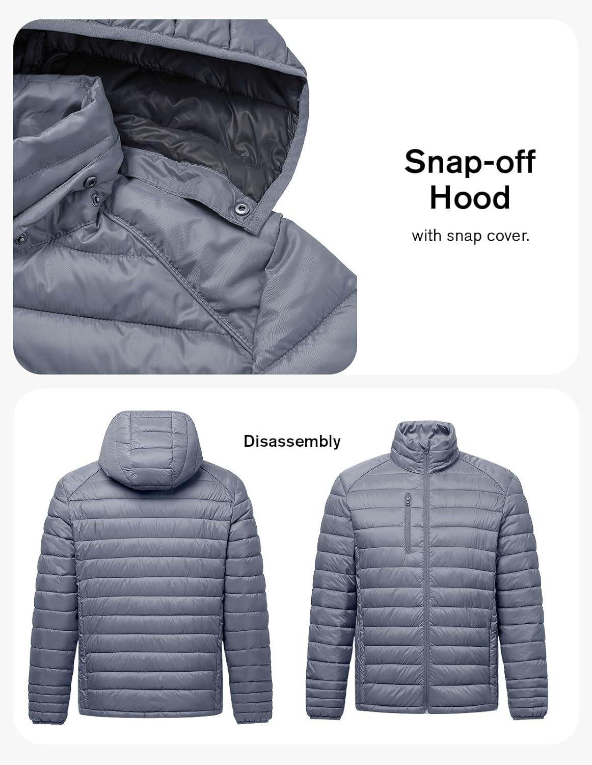 fit space Classic Puffer Jacket for Girl Boy Synthetic Down Jacket Lightweight Winter Warm Coat Padded Quilted Zip-Off Hood - Image 4