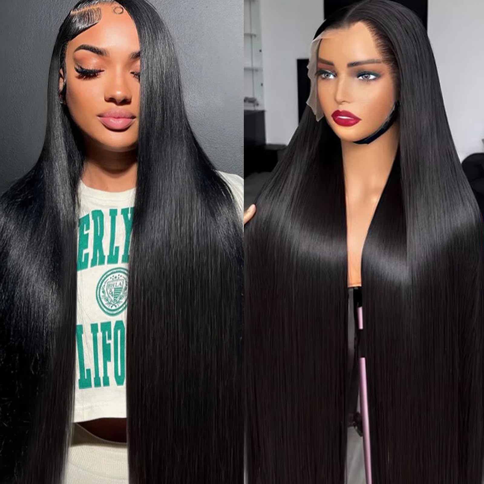 Zlzlblbl Wigs Human Hair 34inch 13x6 Lace Front Wigs Human Hair Natural Color Straight Hd Lace Frontal Wigs Human Hair 100 Percent Human Hair Wigs for