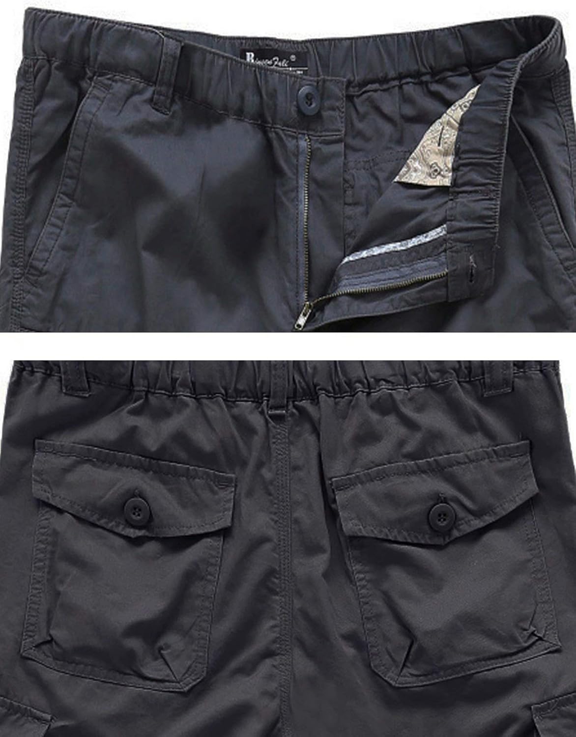 Men's Capri Pants Twill Elastic Below Knee Cargo Shorts with