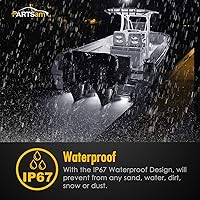 Vista 5 de Partsam 4 tiras de luz LED de 4 pulgadas, color blanco, 9 LED, transparente, impermeable, 12 V, decoración de vehículos, montaje en superficie, 4