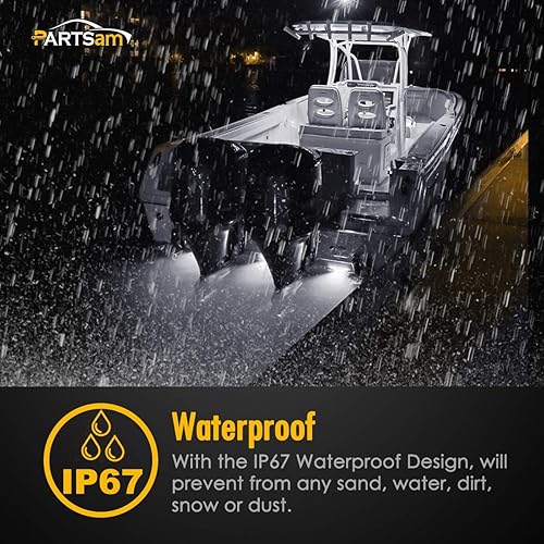 Miniatura 5 de Partsam 4 tiras de luz LED de 4 pulgadas, color blanco, 9 LED, transparente, impermeable, 12 V, decoración de vehículos, montaje en superficie, 4