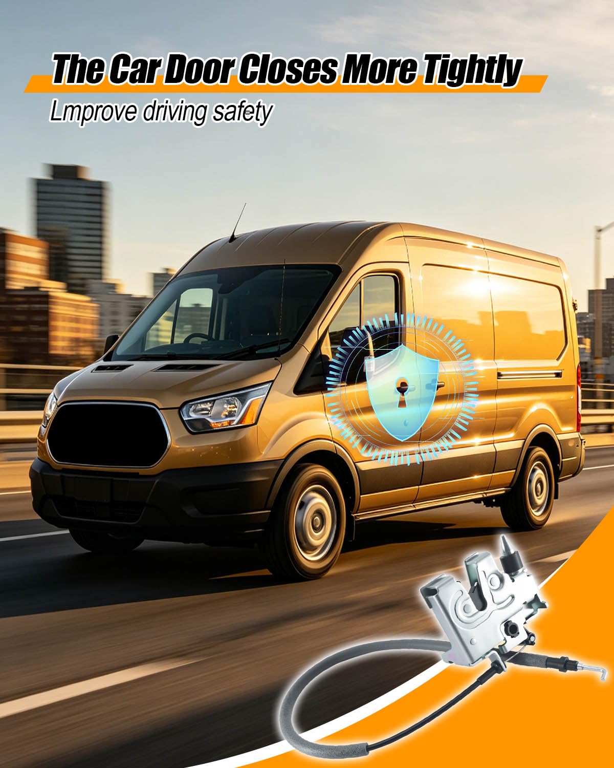 Left Rear Door Lower Latch Lock Assembly Fit for Ford Transit 150 250 350 350HD 2015-2025 Fit for Ford E-Transit 2022 2023 2024 Replace BK3Z-6143289-D Equipped with Release Control Cable