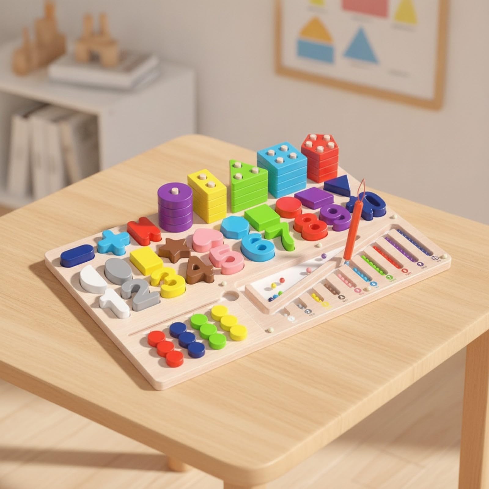 Tablero Actividas Educativo Multifuncional Tablero Aprendizaje Temprano con Piezas Resistente para Preescolar