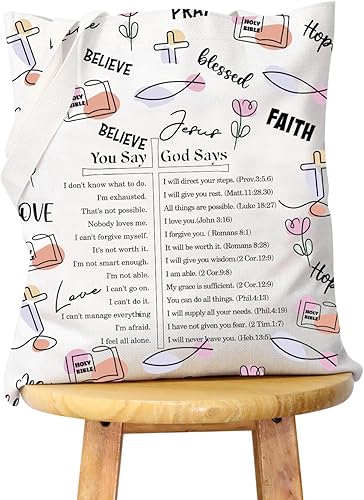 WCGXKO Regalo religioso o cristiano con versículo de memoria Regalo You Say God Says Canvas Tote Bag Reutilizable Bolsa Bolsa de compras