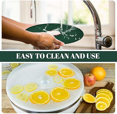 Miniatura 7 de Domensi 12 hojas redondas de silicona deshidratadoras antiadherentes de silicona con bordes, bandejas deshidratadoras de malla reutilizables,