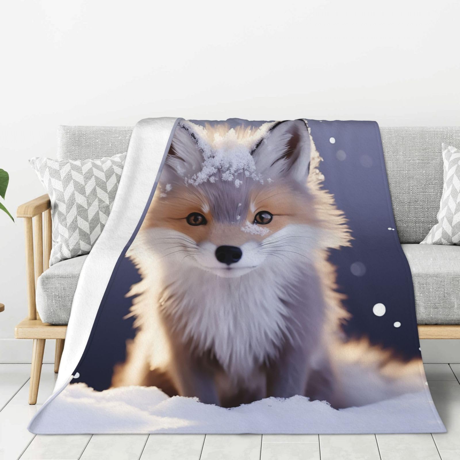 Couverture flanelle renard plaid lit canapé jeté de lit en peluche chaude doudou enfant 127x101