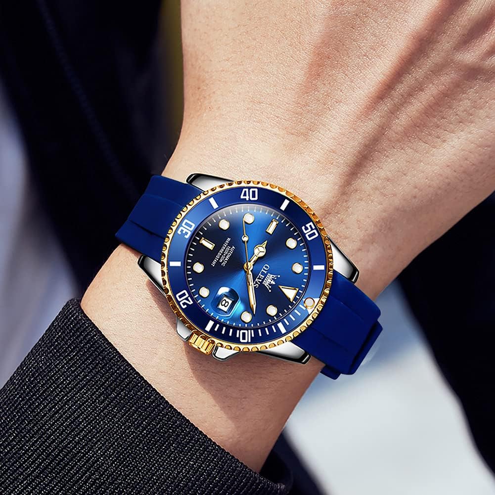 OLEVS Automatic Watch for Men, Big Face Business Casual Men's Self Winding Watch with Date, Classic Rotatable Bezel Luminous Waterproof Dress Watch for Men, Stainless Steel Band
