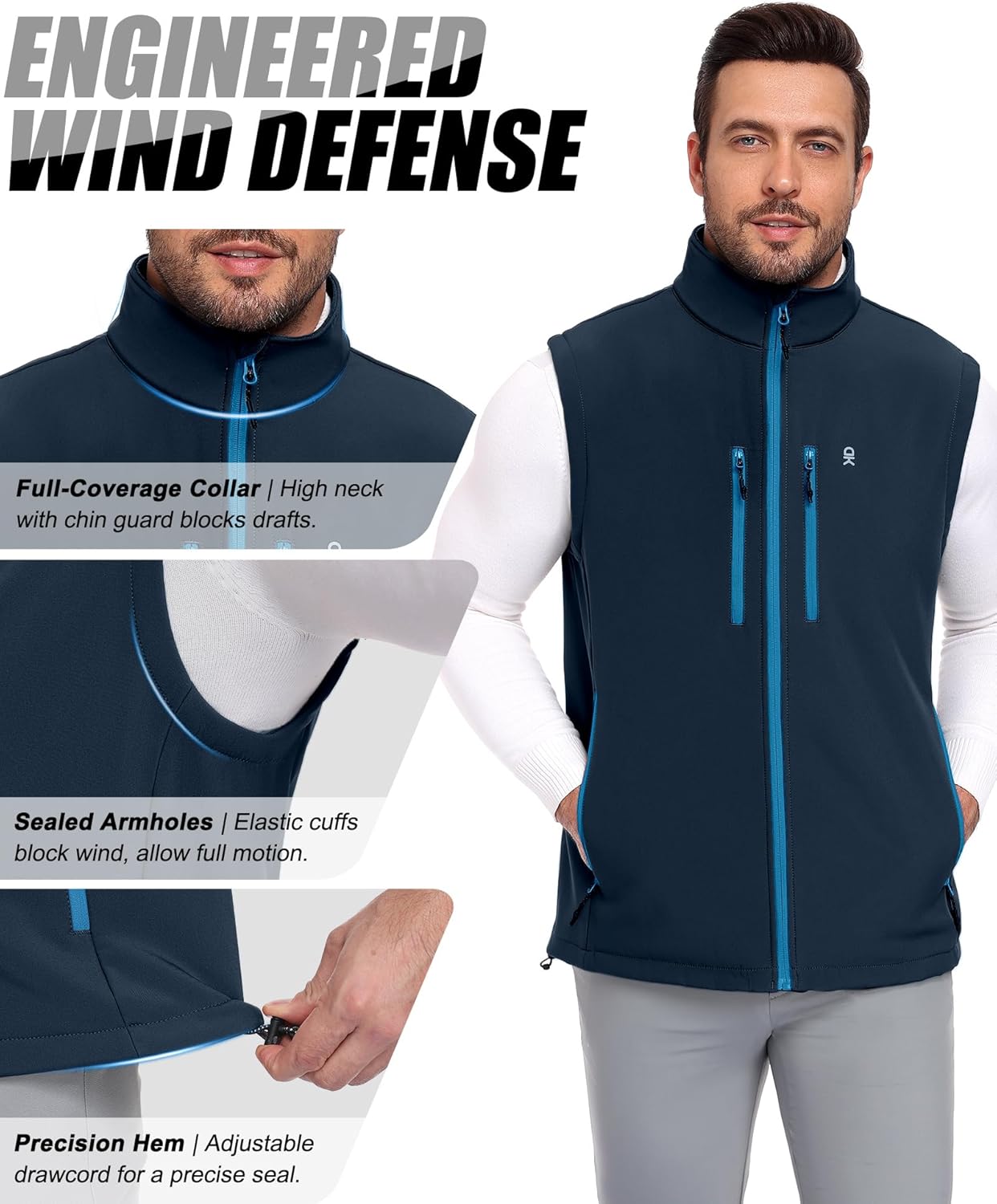 Little Donkey Andy Men's Lightweight Fleece Softshell Vest Windproof Sleeveless Jacket Outerwear with Zipper Pockets - Image 6