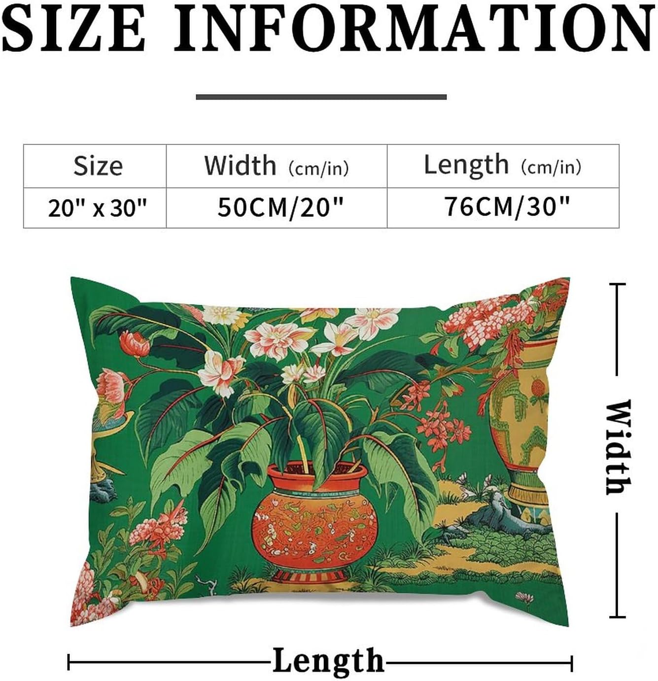 Ming Vase Green Chinoiserie Throw Pillowcase Set of 2 Ethnic Style Lumbar Cushion Cover 20x30in Decorative Pillow Home Cotton Linen Accent Square Cushion Cover for Couch Sofa Couch Chair